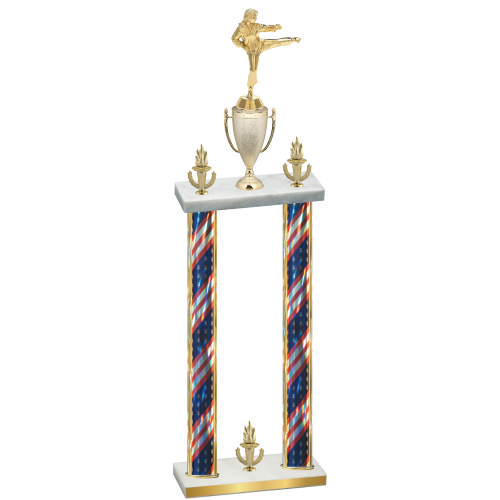Double Flag USA Victory Karate Trophy