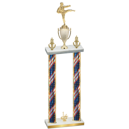 Double Flag USA First Place Karate Trophy