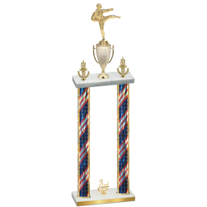 Double Flag USA Third Place Karate Trophy
