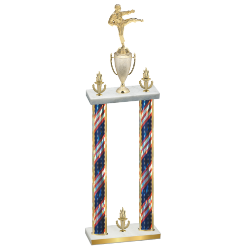 Double Flag USA Victory Karate Trophy