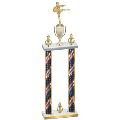 Double Flag USA Victory Karate Trophy