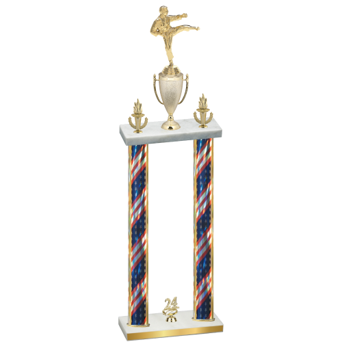 Double Flag USA Year Karate Trophy