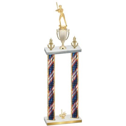 Double Flag USA First Place Softball Trophy