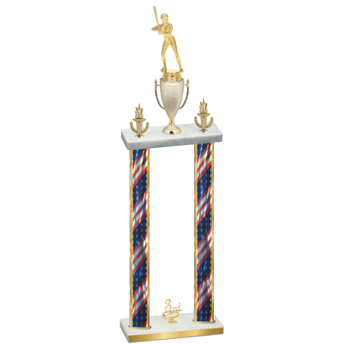 Double Flag USA Third Place Softball Trophy