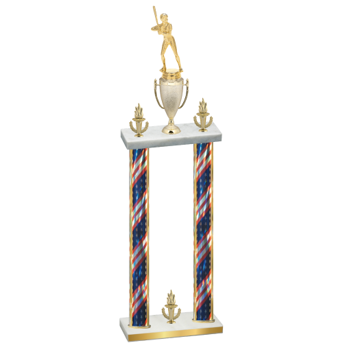 Double Flag USA Victory Softball Trophy