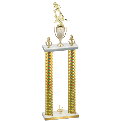 Double Gold Carbon Fiber First Place Football Trophy
