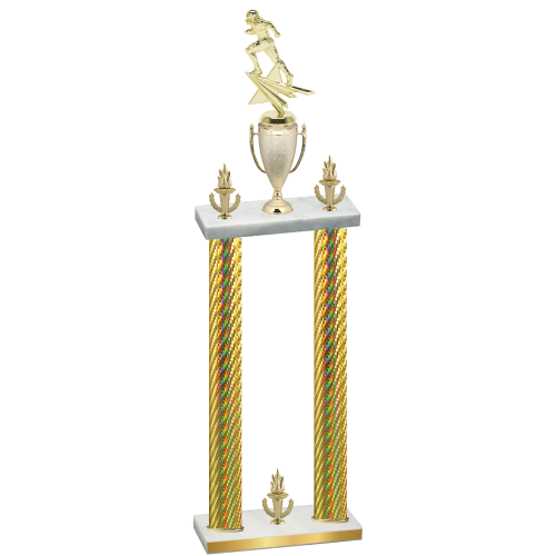Double Gold Carbon Fiber Victory Football Trophy