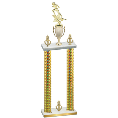 Double Gold Carbon Fiber Victory Football Trophy
