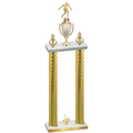 Double Gold Carbon Fiber First Place Soccer Trophy
