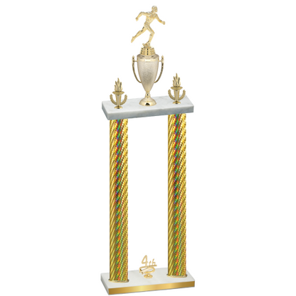 Double Gold Carbon Fiber Fourth Place Running Trophy