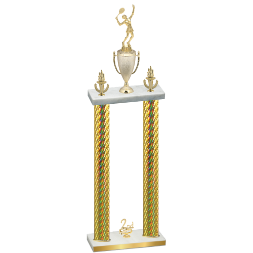 Double Gold Carbon Fiber Second Place Tennis Trophy