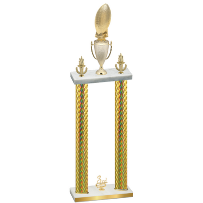 Double Gold Carbon Fiber Third Place Football Trophy