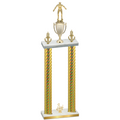 Double Gold Carbon Fiber Third Place Wrestling Trophy