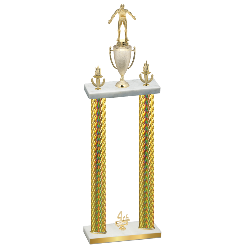 Double Gold Carbon Fiber Fourth Place Wrestling Trophy