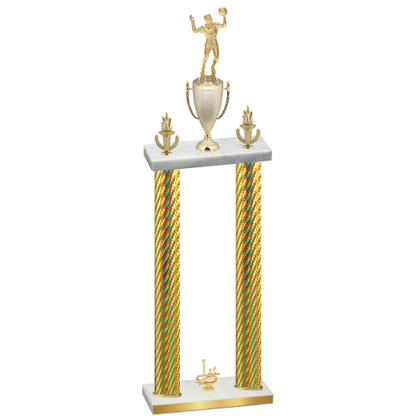 Double Gold Carbon Fiber First Place Volleyball Trophy