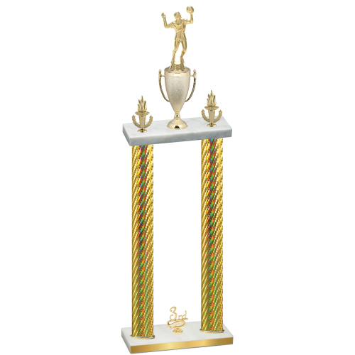Double Gold Carbon Fiber Third Place Volleyball Trophy