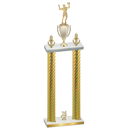 Double Gold Carbon Fiber Year Volleyball Trophy
