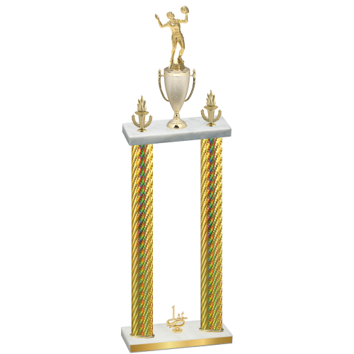 Double Gold Carbon Fiber First Place Volleyball Trophy
