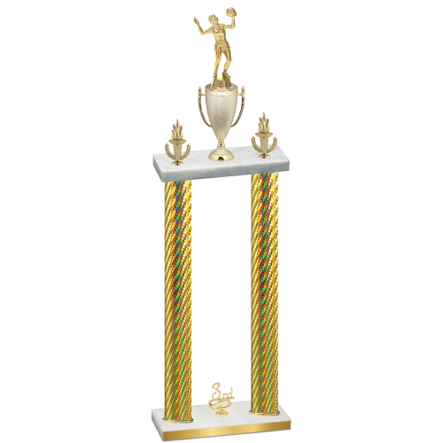 Double Gold Carbon Fiber Third Place Volleyball Trophy