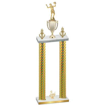 Double Gold Carbon Fiber Third Place Volleyball Trophy