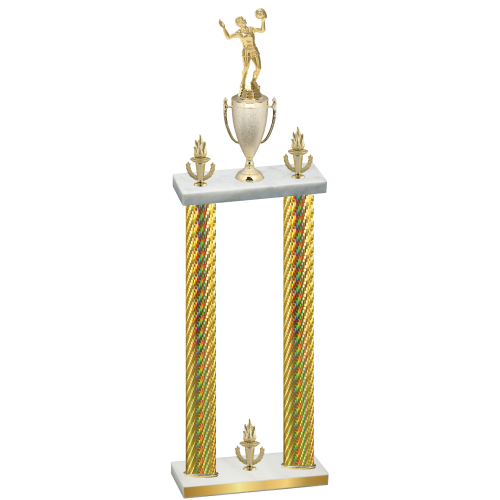 Double Gold Carbon Fiber Victory Volleyball Trophy