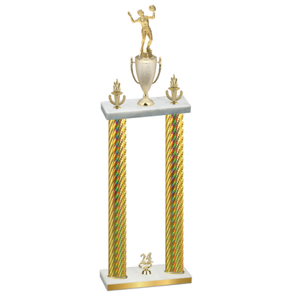 Double Gold Carbon Fiber Year Volleyball Trophy