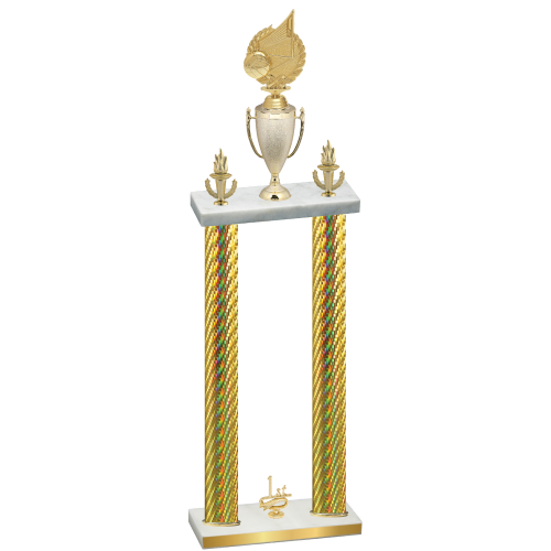 Double Gold Carbon Fiber First Place Volleyball Trophy