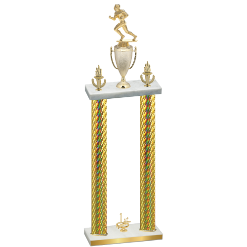 Double Gold Carbon Fiber First Place Football Trophy