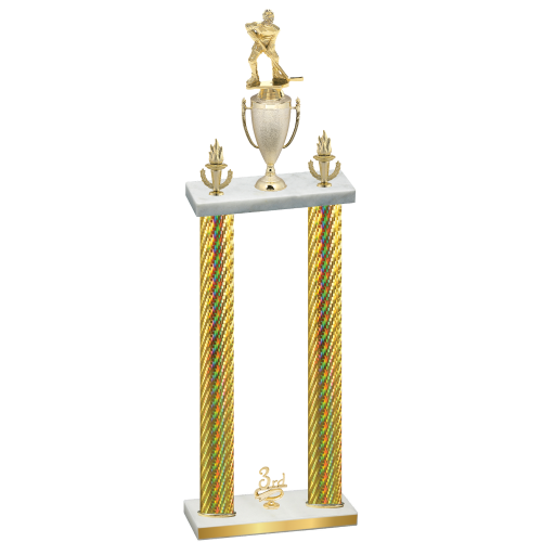 Double Gold Carbon Fiber Third Place Hockey Trophy