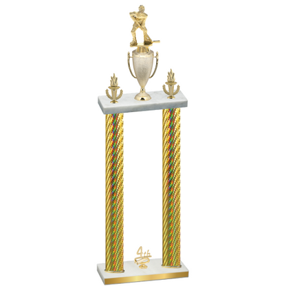 Double Gold Carbon Fiber Fourth Place Hockey Trophy