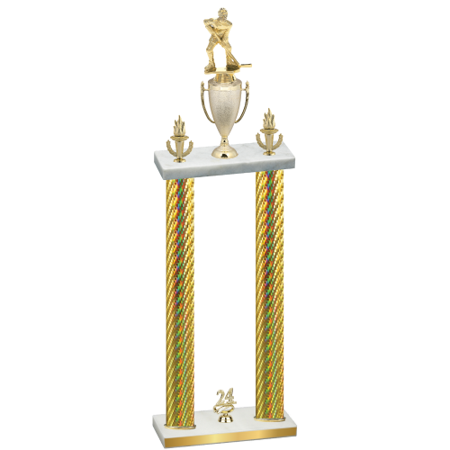 Double Gold Carbon Fiber Year Hockey Trophy