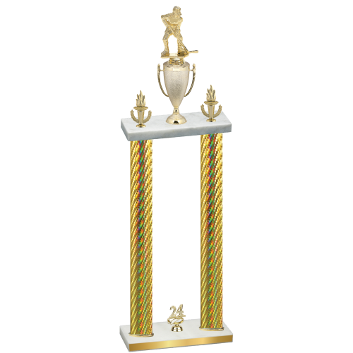 Double Gold Carbon Fiber Year Hockey Trophy