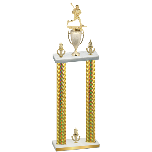 Double Gold Carbon Fiber Victory Lacrosse Trophy