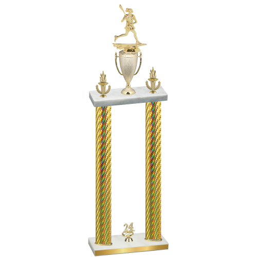 Double Gold Carbon Fiber Year Lacrosse Trophy