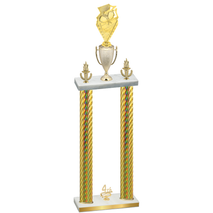 Double Gold Carbon Fiber Fourth Place Pickleball Trophy
