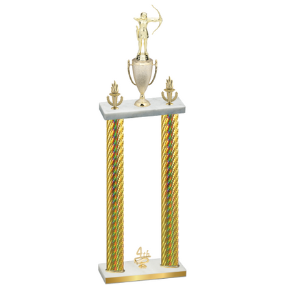 Double Gold Carbon Fiber Fourth Place Archery Trophy