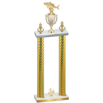 Double Gold Carbon Fiber Fourth Place Fishing Trophy