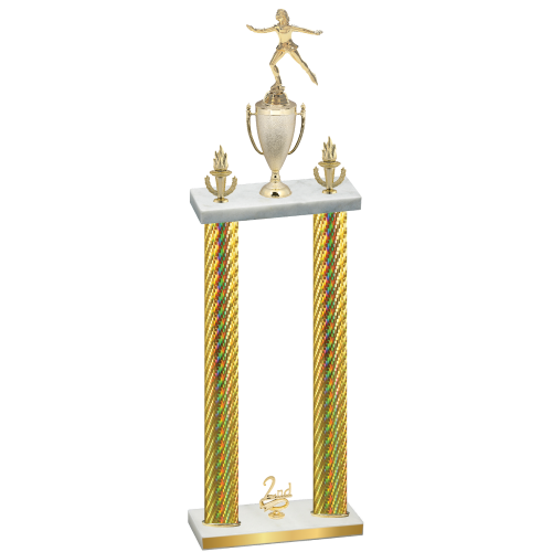 Double Gold Carbon Fiber Second Place Skater Trophy