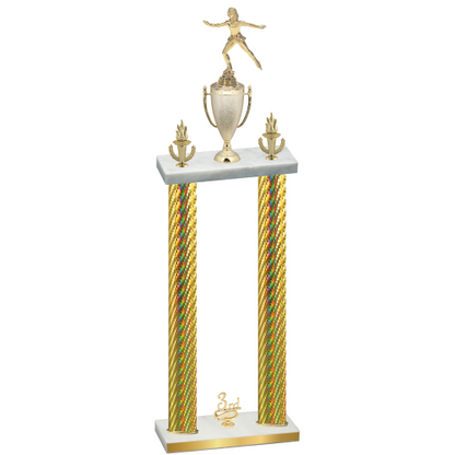 Double Gold Carbon Fiber Third Place Skater Trophy