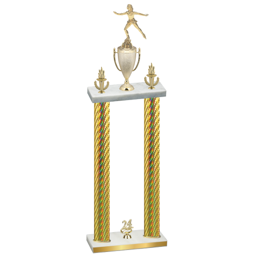 Double Gold Carbon Fiber Year Skater Trophy
