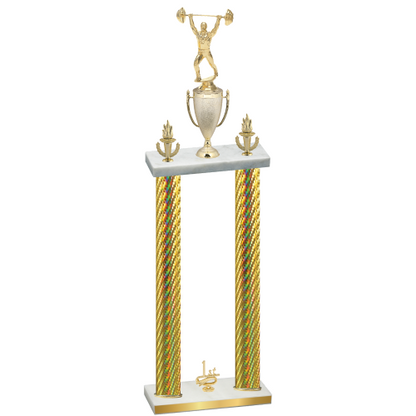 Double Gold Carbon Fiber First Place Weights Trophy