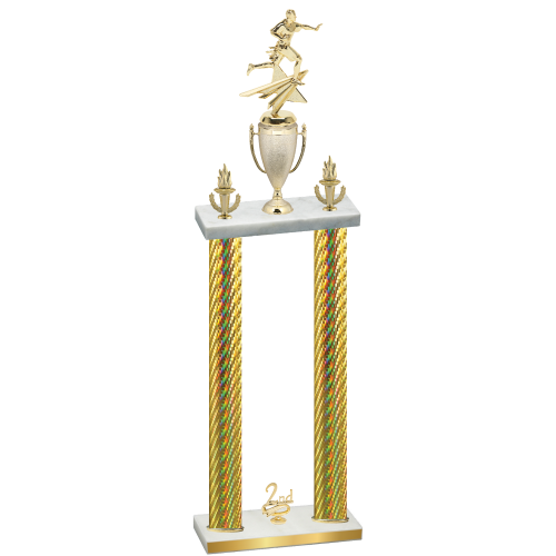 Double Gold Carbon Fiber Second Place Flag Football Trophy