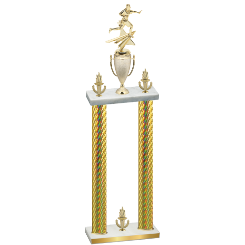 Double Gold Carbon Fiber Victory Flag Football Trophy