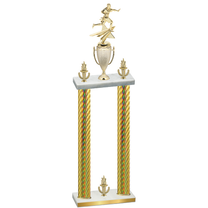 Double Gold Carbon Fiber Victory Flag Football Trophy