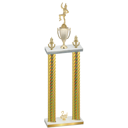 Double Gold Carbon Fiber Second Place Majorette Trophy