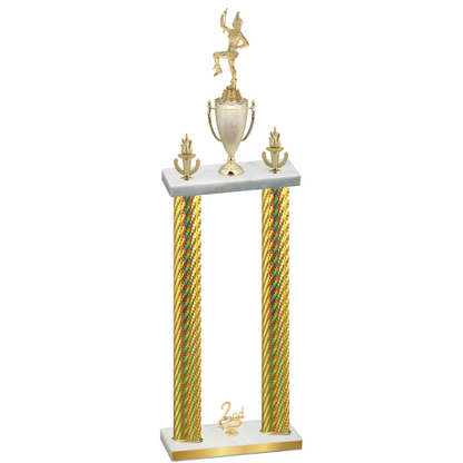 Double Gold Carbon Fiber Second Place Majorette Trophy