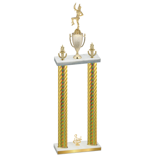 Double Gold Carbon Fiber Third Place Majorette Trophy