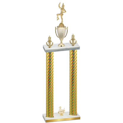 Double Gold Carbon Fiber Third Place Majorette Trophy