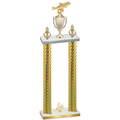 Double Gold Carbon Fiber Fourth Place Fishing Trophy