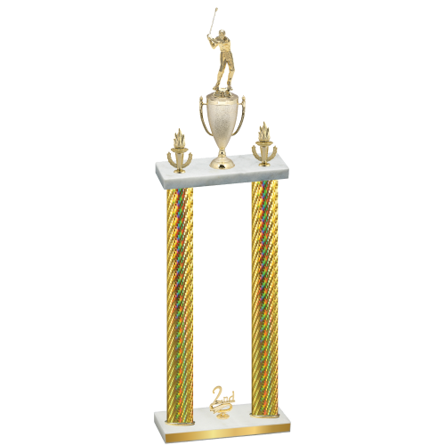 Double Gold Carbon Fiber Second Place Golf Trophy